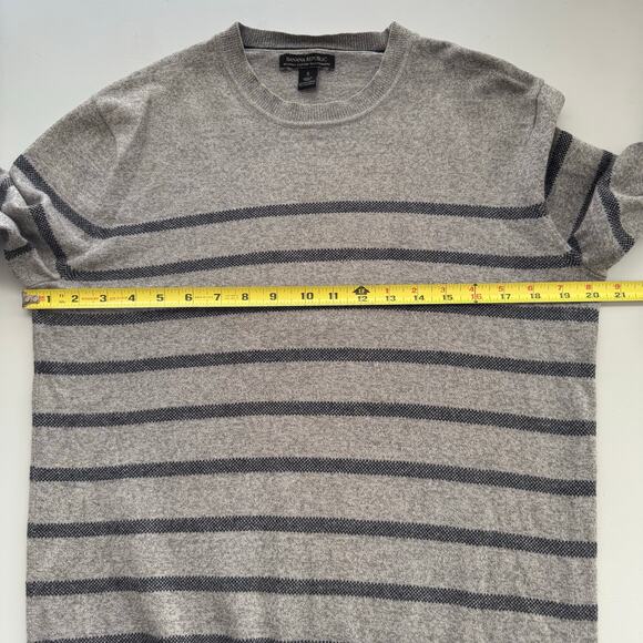 Banana Republic Pima Cotton Cashmere Blend Stripped Pullover Sweater Gray Blue S - Picture 6 of 9